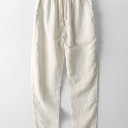 Short Sleeve Stand Collar Shirt & Straight Leg Linen Pants