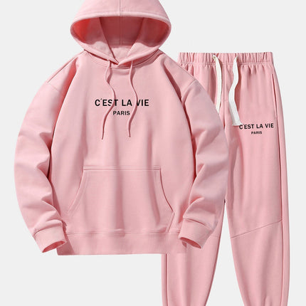 Paris Print Cotton Blend Hoodie & Jogger Pants