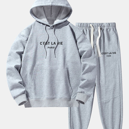 Paris Print Cotton Blend Hoodie & Jogger Pants