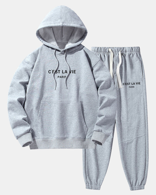 Paris Print Cotton Blend Hoodie & Jogger Pants