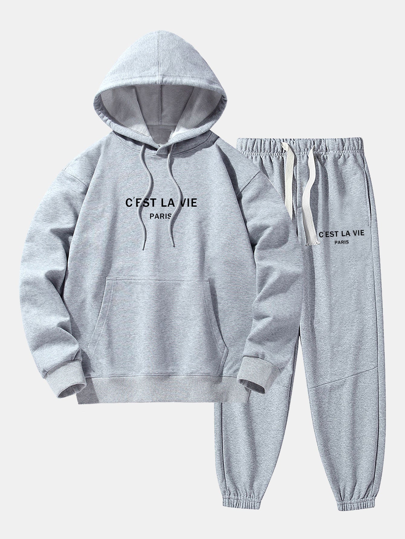 Paris Print Cotton Blend Hoodie & Jogger Pants