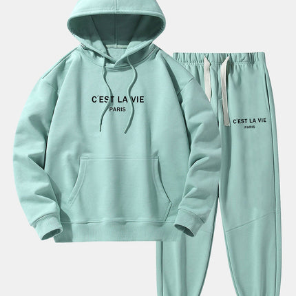 Paris Print Cotton Blend Hoodie & Jogger Pants