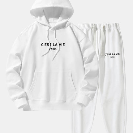 Paris Print Cotton Blend Hoodie & Jogger Pants