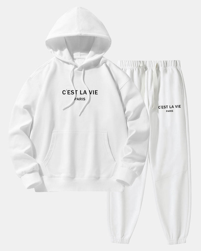 Paris Print Cotton Blend Hoodie & Jogger Pants