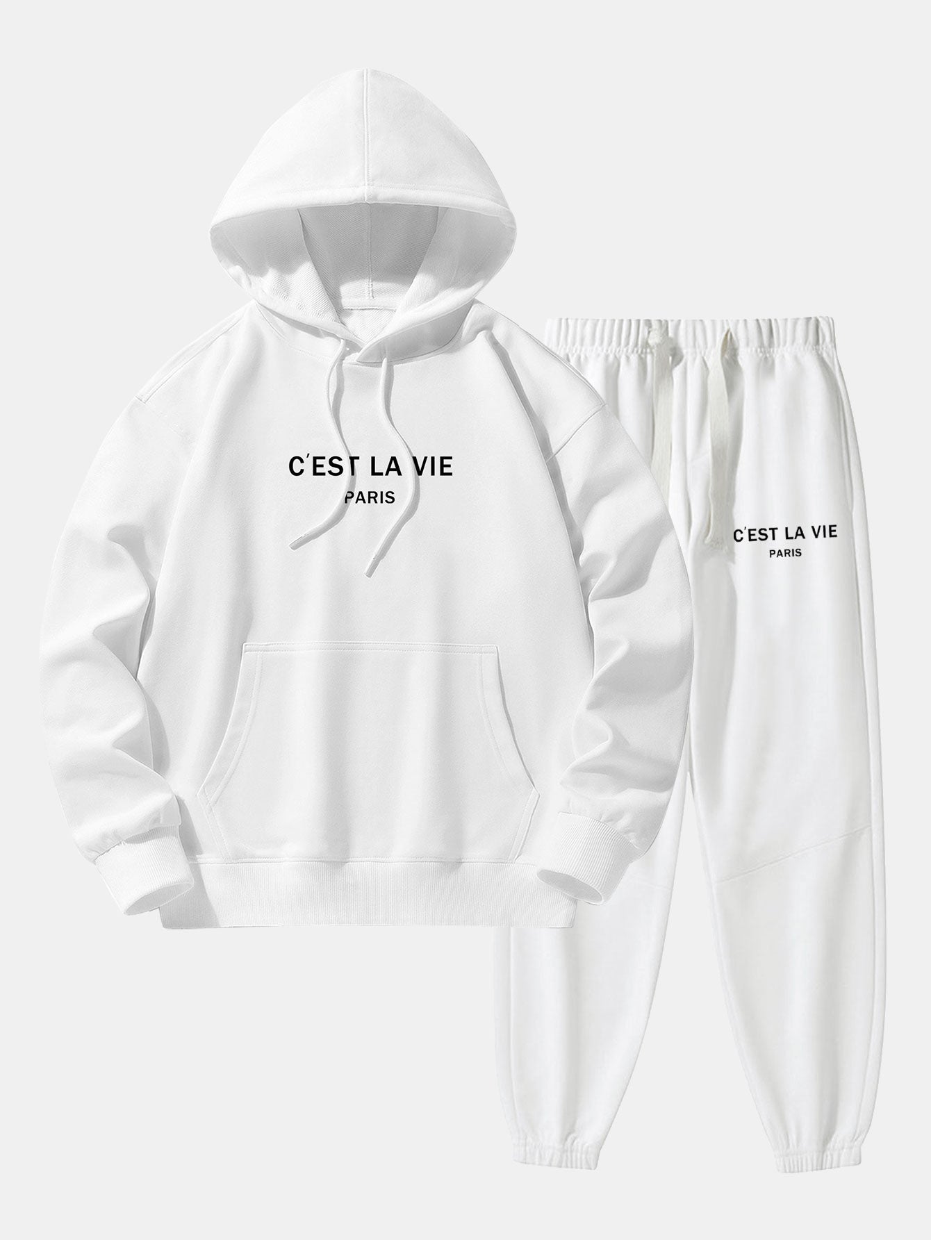 Paris Print Cotton Blend Hoodie & Jogger Pants