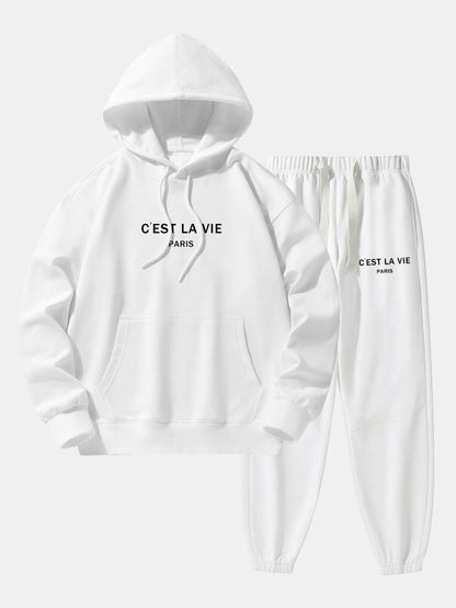 Paris Print Cotton Blend Hoodie & Jogger Pants