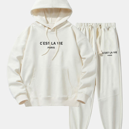 Paris Print Cotton Blend Hoodie & Jogger Pants