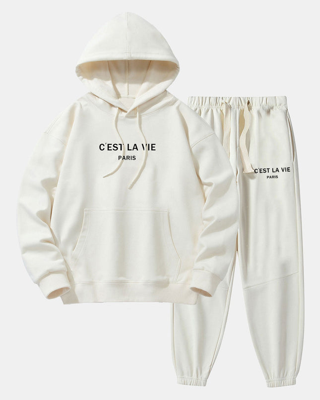 Paris Print Cotton Blend Hoodie & Jogger Pants