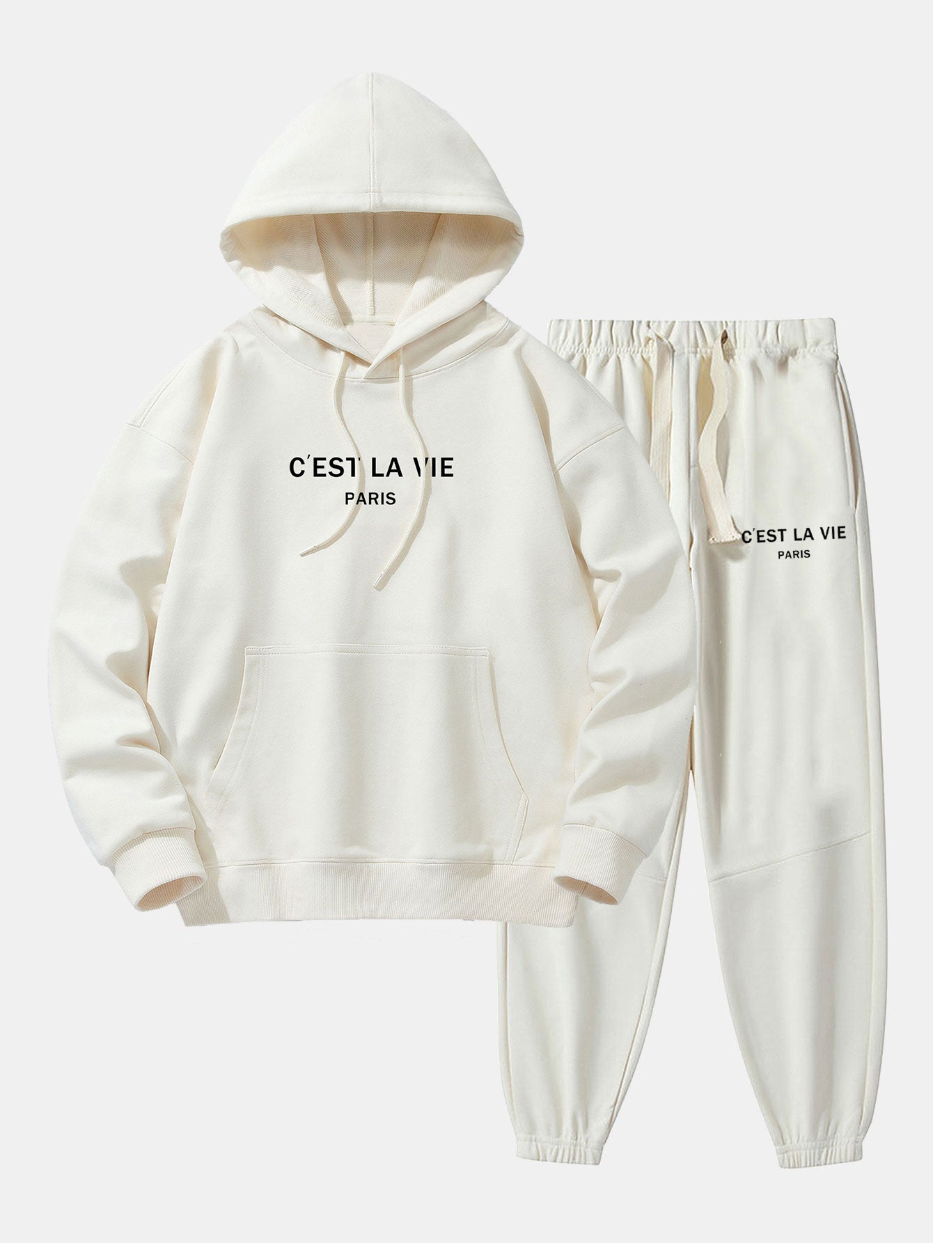 Paris Print Cotton Blend Hoodie & Jogger Pants