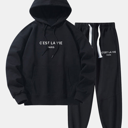 Paris Print Cotton Blend Hoodie & Jogger Pants