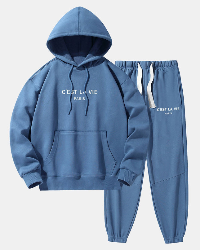 Paris Print Cotton Blend Hoodie & Jogger Pants