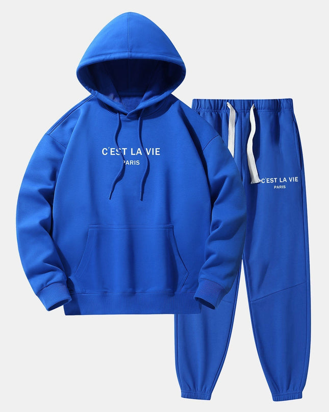 Paris Print Cotton Blend Hoodie & Jogger Pants