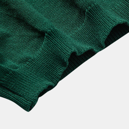Stripe Jacquard Knit Polo Shirt & Straight Leg Ribbed Pants