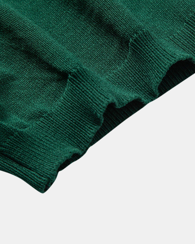 Stripe Jacquard Knit Polo Shirt & Straight Leg Ribbed Pants
