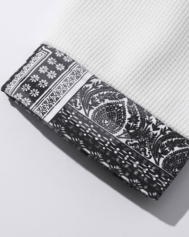 Paisley Print Panel Waffle Sweatshirt & Corduroy Paisley Print Panel Pants
