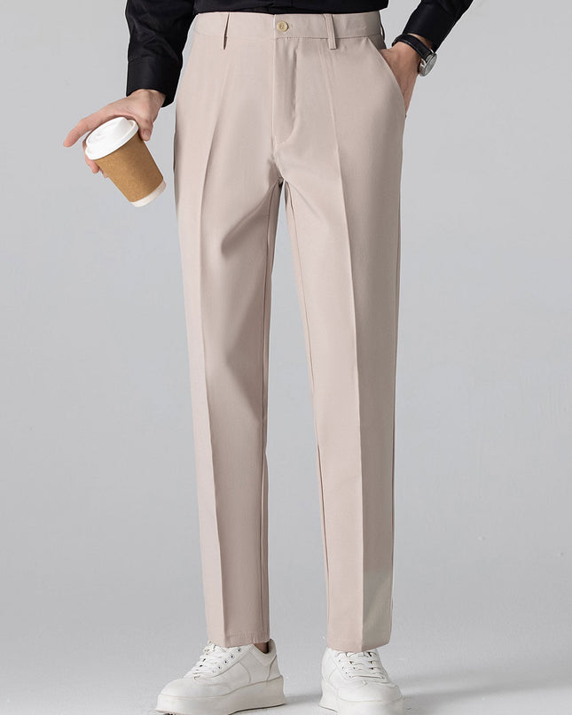 Textured Color Block Knit Polo & Slim Fit Tapered Trousers