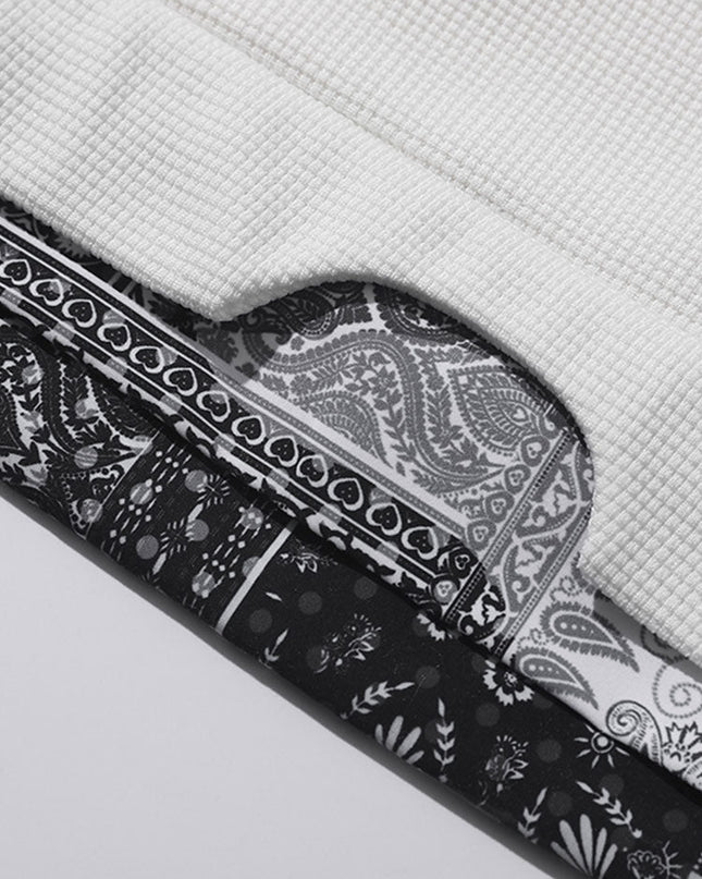 Paisley Print Panel Waffle Sweatshirt & Corduroy Paisley Print Panel Pants
