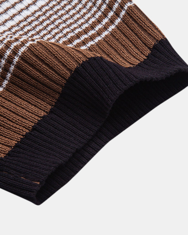 Striped Gradient Knitted Polo Shirt & Slim Fit Tapered Trousers