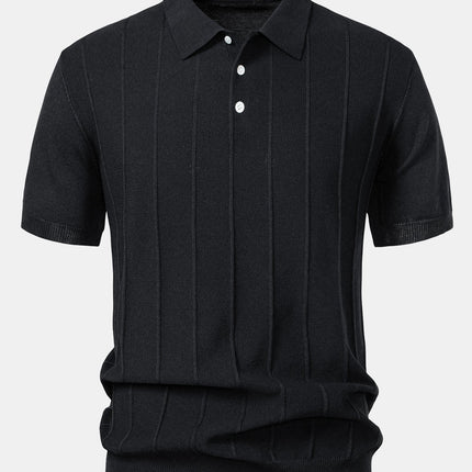 Stripe Jacquard Knit Polo Shirt & Straight Leg Ribbed Pants