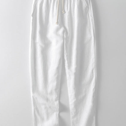 Short Sleeve Stand Collar Shirt & Straight Leg Linen Pants