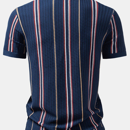 Stripe Crochet Button Up Shirt & Straight Leg Linen Pants