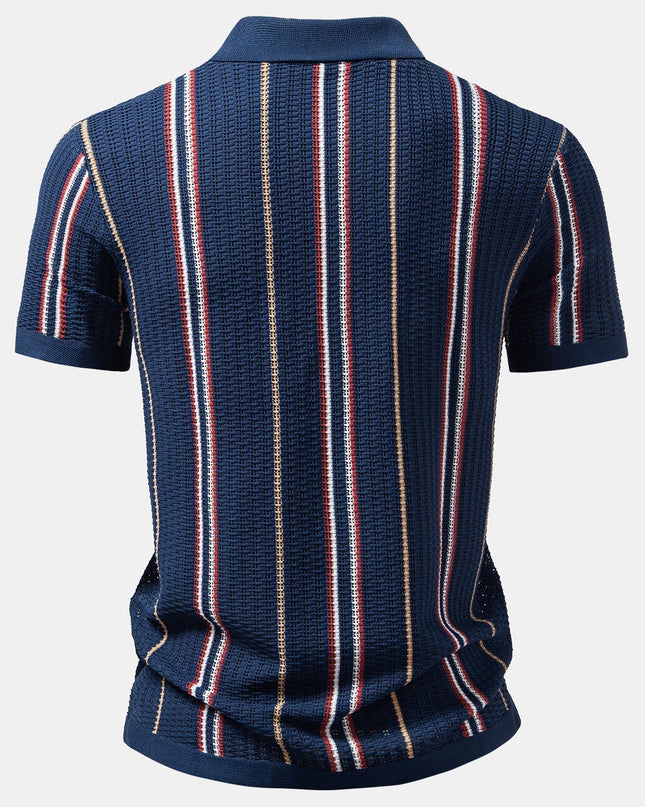 Stripe Crochet Button Up Shirt & Straight Leg Linen Pants