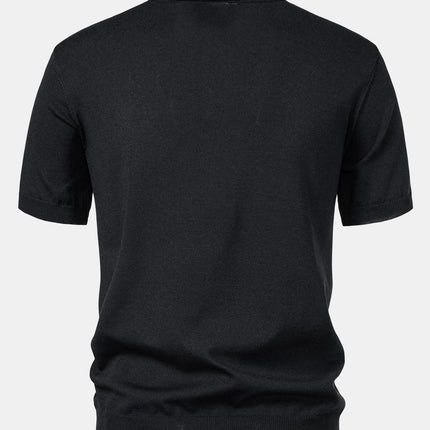 Stripe Jacquard Knit Polo Shirt & Straight Leg Ribbed Pants