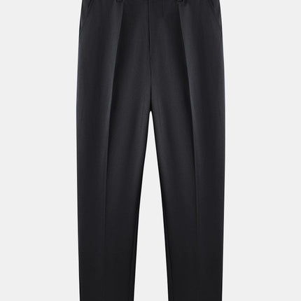 Textured Color Block Knit Polo & Slim Fit Tapered Trousers