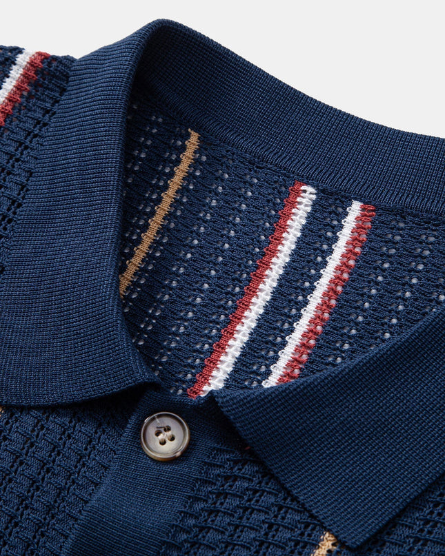 Stripe Crochet Button Up Shirt & Straight Leg Linen Pants