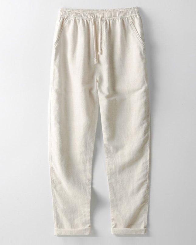 Stripe Crochet Button Up Shirt & Straight Leg Linen Pants