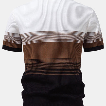 Striped Gradient Knitted Polo Shirt & Slim Fit Tapered Trousers