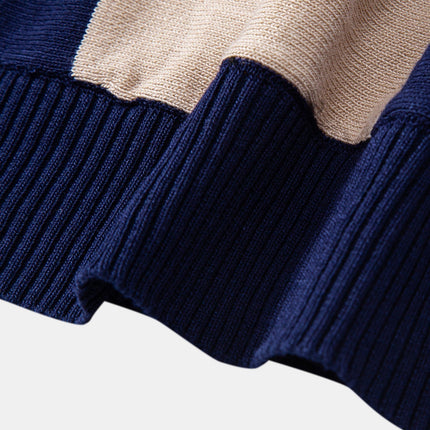 Textured Color Block Knit Polo & Slim Fit Tapered Trousers