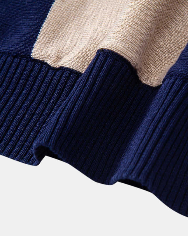 Textured Color Block Knit Polo & Slim Fit Tapered Trousers