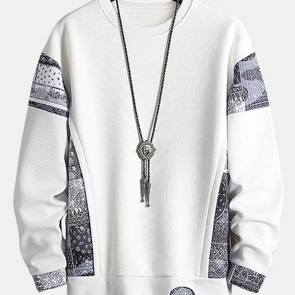 Paisley Print Panel Waffle Sweatshirt & Corduroy Paisley Print Panel Pants