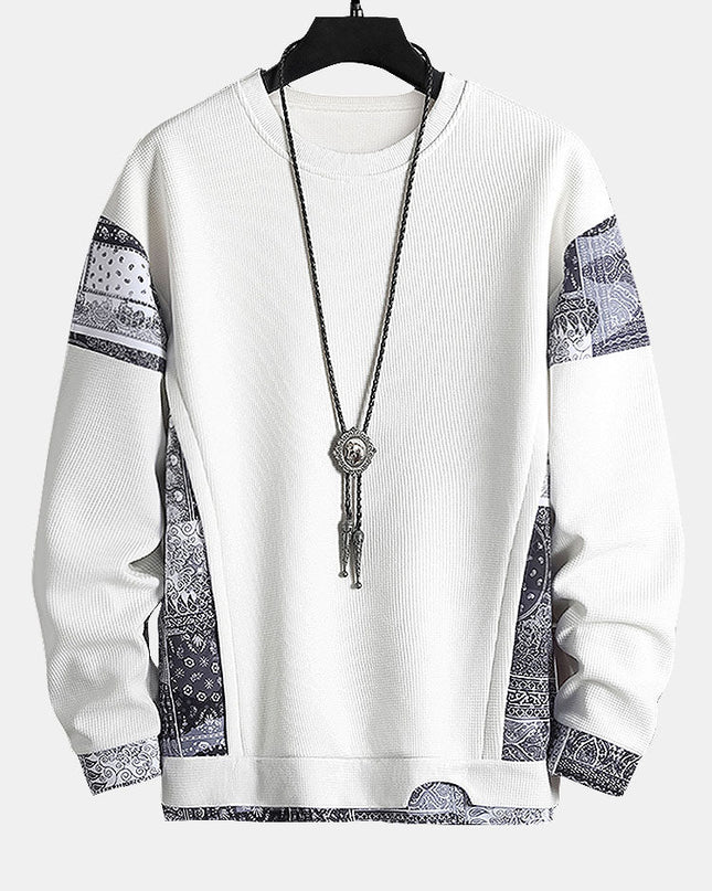 Paisley Print Panel Waffle Sweatshirt & Corduroy Paisley Print Panel Pants