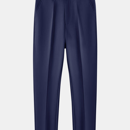 Textured Color Block Knit Polo & Slim Fit Tapered Trousers