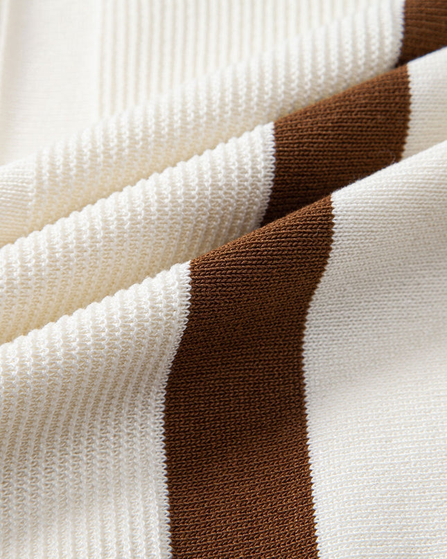 Stripe Geometric Jacquard Knitted Polo Shirt & Slim Fit Tapered Trousers