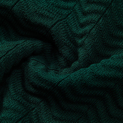 Texture Contrast Knitted V Neck Polo Shirt & Straight Leg Ribbed Pants