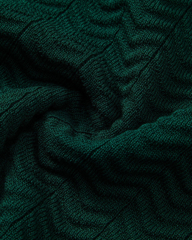 Texture Contrast Knitted V Neck Polo Shirt & Straight Leg Ribbed Pants