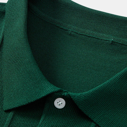 Stripe Jacquard Knit Polo Shirt & Straight Leg Ribbed Pants