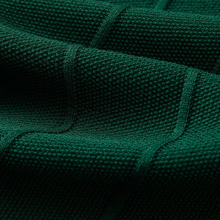 Stripe Jacquard Knit Polo Shirt & Straight Leg Ribbed Pants