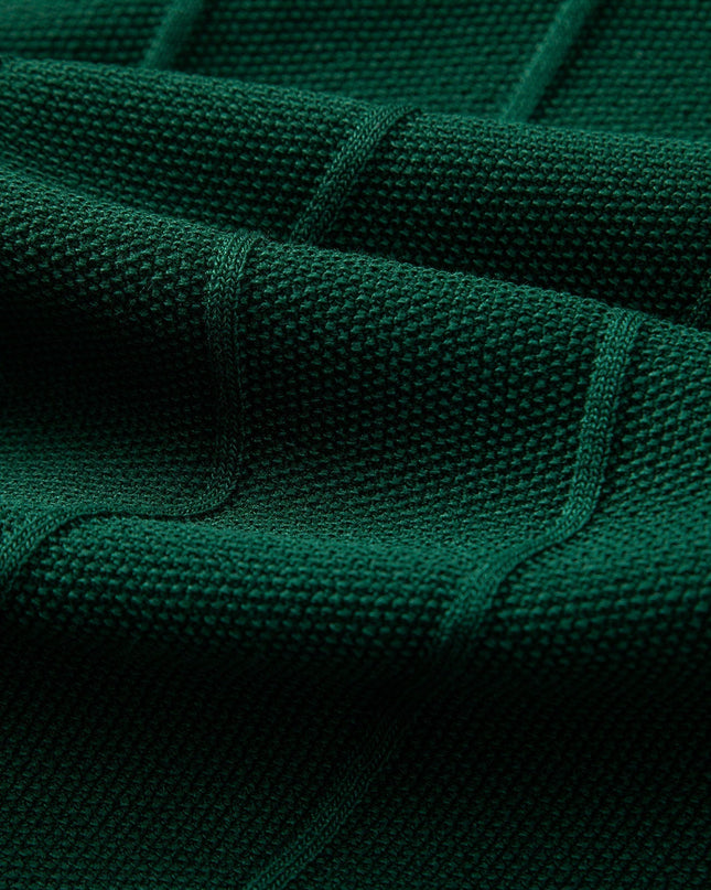 Stripe Jacquard Knit Polo Shirt & Straight Leg Ribbed Pants