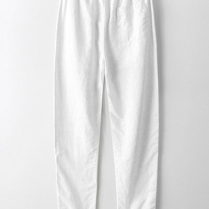 Short Sleeve Stand Collar Shirt & Straight Leg Linen Pants