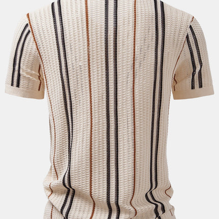 Stripe Crochet Button Up Shirt & Straight Leg Linen Pants