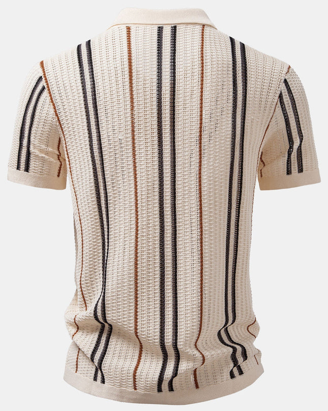 Stripe Crochet Button Up Shirt & Straight Leg Linen Pants