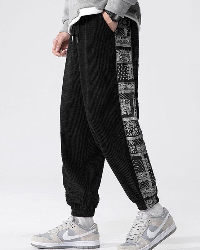Paisley Print Panel Waffle Sweatshirt & Corduroy Paisley Print Panel Pants