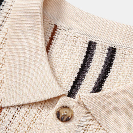 Stripe Crochet Button Up Shirt & Straight Leg Linen Pants