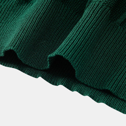 Stripe Jacquard Knit Polo Shirt & Straight Leg Ribbed Pants