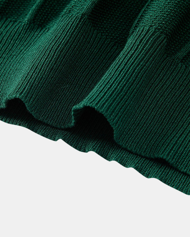 Stripe Jacquard Knit Polo Shirt & Straight Leg Ribbed Pants