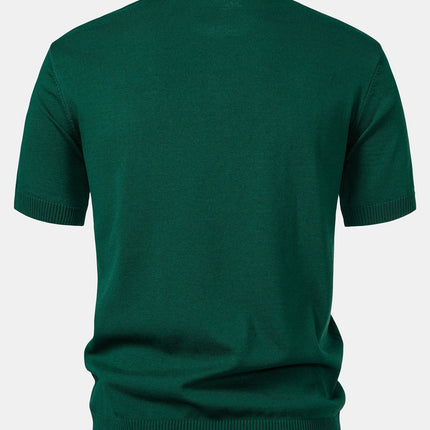 Stripe Jacquard Knit Polo Shirt & Straight Leg Ribbed Pants